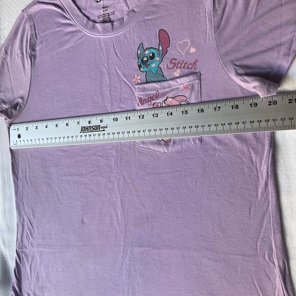Disney Girl’s Short Sleeve T-shirt size XL, Purple, Stitch & Angel - Picture 4 of 9